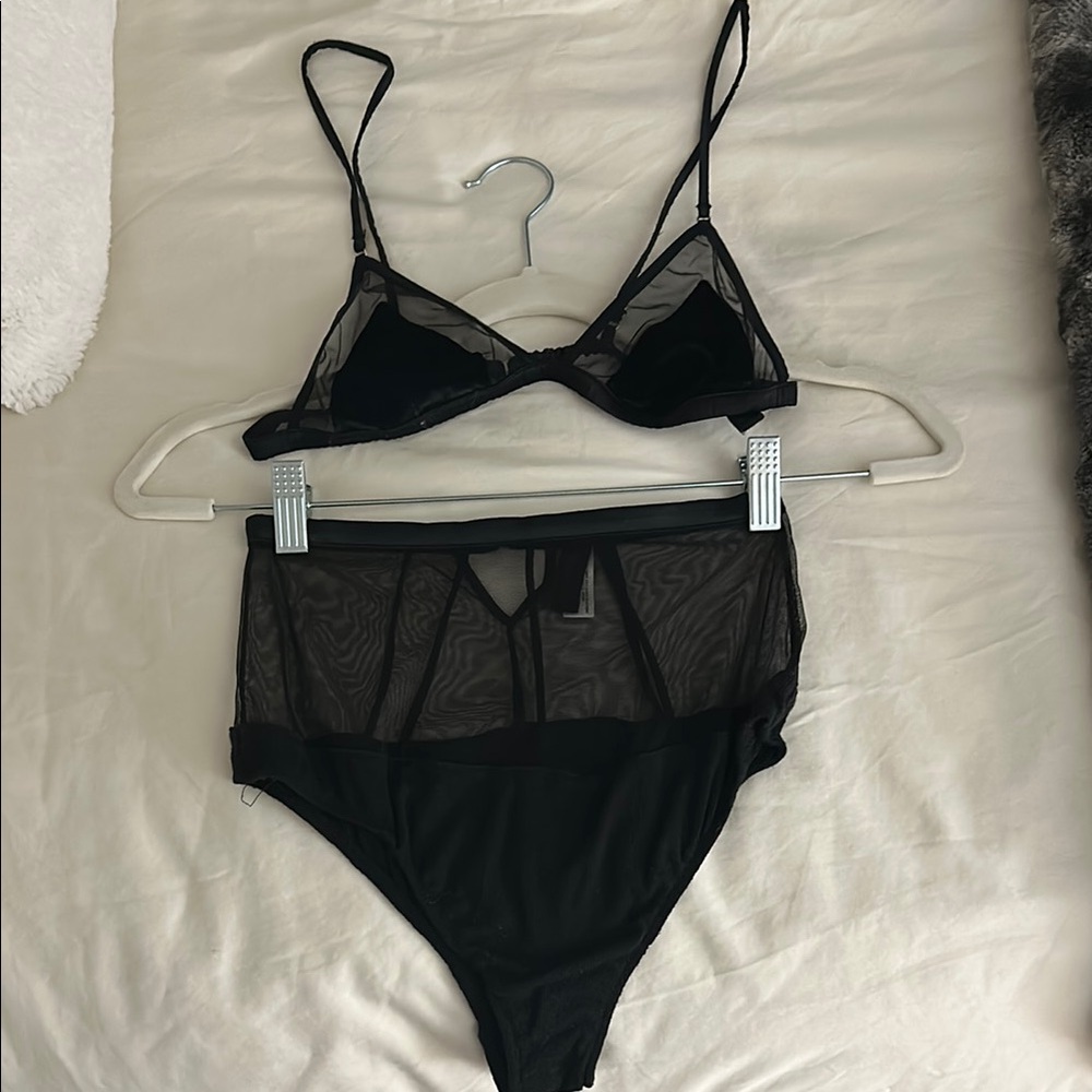 Kendall + Kylie Elegant Black Sheer Lingerie Set